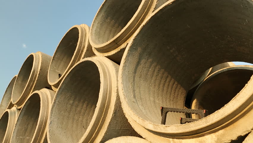 Stacked Concrete Sewer Pipe. a Stock Footage Video (100% Royalty-free