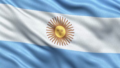 Realistic Ultra-HD flag of Argentina waving in the wind. Seamless loop with highly detailed fabric texture. Loop ready in 4K resolution.