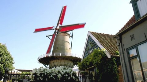 Old windmill in small Dutch town Sluis.