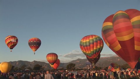 Hot Air Balloons Ascending Pan Right Stock Footage Video (100% Royalty ...