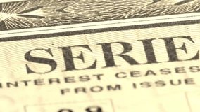 Old film United States Treasury Savings Bond - Banking, investing  and financial security concept