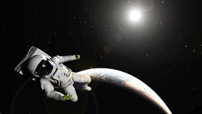Animation of the astronaut against the Earth