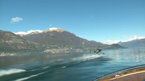 Floatplane taking off Como lake, Italy
