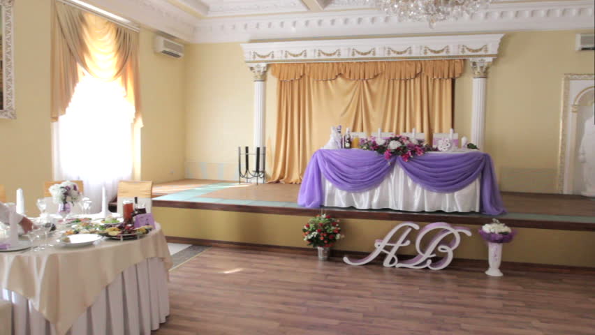 beautiful wedding table bride and groom in a restaurant