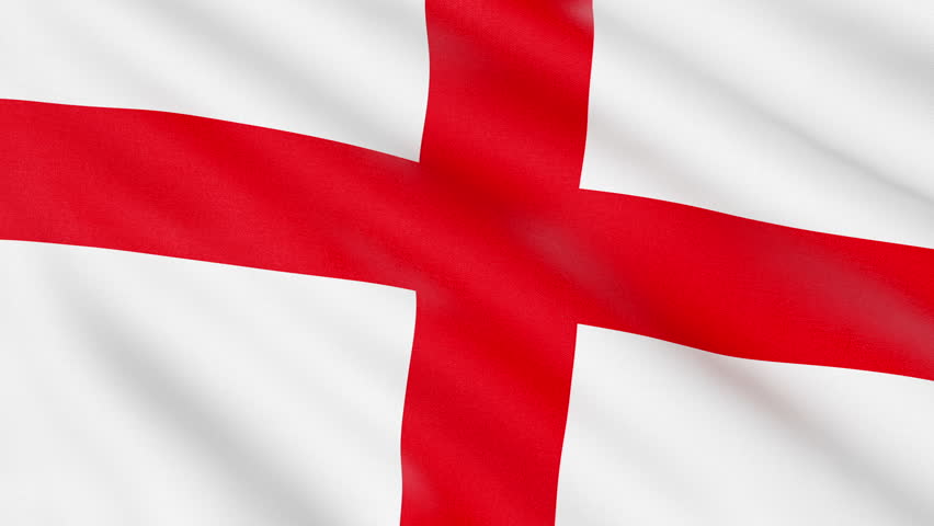 Flag of England waving with realistic cloth texture. Loop animation.