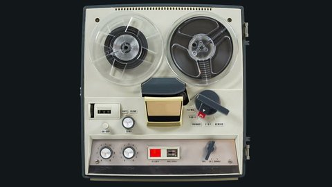 Reel to reel tape recorder, vintage, full Video Stok