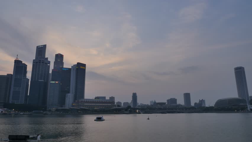 4K Singapore Skyline, Day to Night (Time lapse)