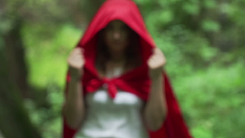 Mysterious beautiful woman, red riding hood, super slow motion, 240fps

