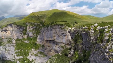 Aerial video of Canyon de Anisclo in Parque Nacional Ordesa y Monte Perdido, Spain