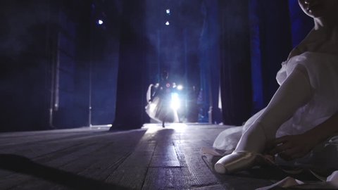 Stock video footage classical ballet ballerina backstage preparing
