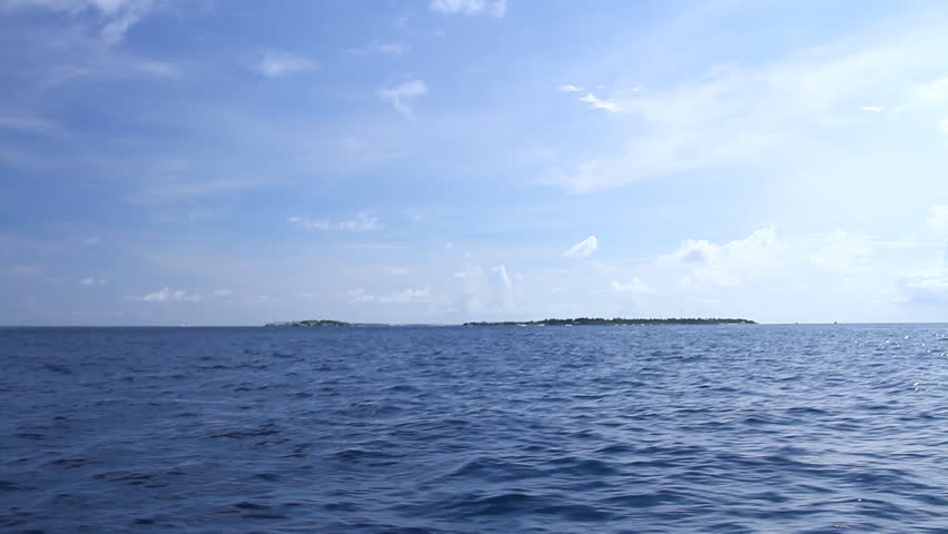 Tropical island, view from riding boat 
