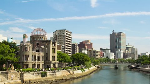 Atomic Dome.T/L Wide Shot Hiroshima Peace Memorial.Hiroshima, Japan. UNESCO World Heritage Site