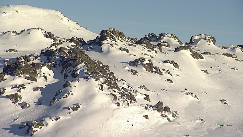 Snow-covered mountain range in Australia