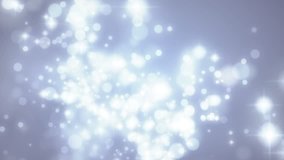 Abstract motion background in silver colors, shining light, stars, particles, energy waves, seamless looping.