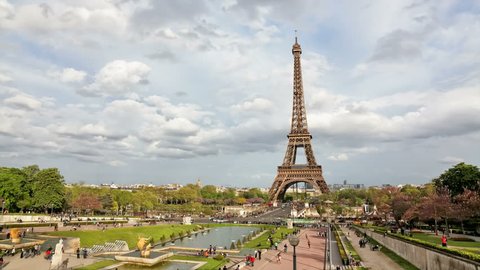 Eiffel Tower sunset. Tour Eiffel, Etoile, one of the monuments of Paris France, including Arch of Triumph, Louvre, Montmartre, Montparnasse, Moulin Rouge, Versailles, Pompidou Center, Notre Dame.