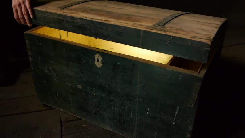 Old Wooden Treasure Chest with Stock Footage Video (100% Royalty-free