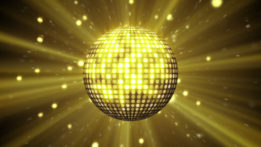 Yellow Disco Ball Shining. Computer Stock Footage Video (100% Royalty