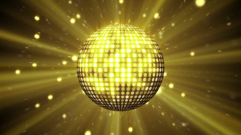 yellow disco ball shining. computer generated seamless loop abstract motion background
