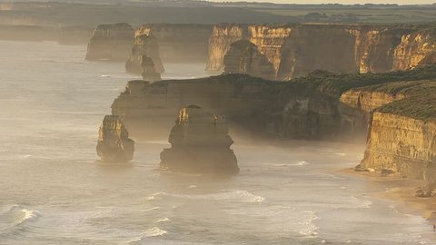 Misty cliffs behind the 12 Apostles at the Great Australian Bight