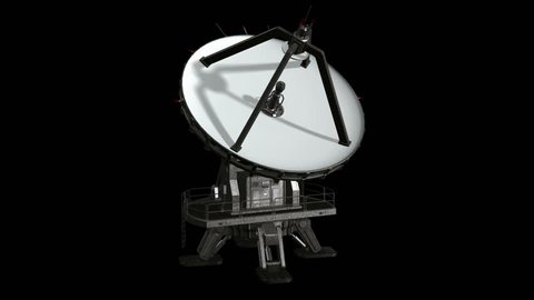 Satellite Dish Animation 2. Isolated on black, with alpha channel