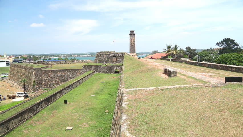 GALLE, SRI LANKA - MARCH 2014: Tracking shot of Galle fort. Galle is the administrative capital of Southern Province, Sri Lanka and is the district capital of Galle District. | Shutterstock HD Video #7386844