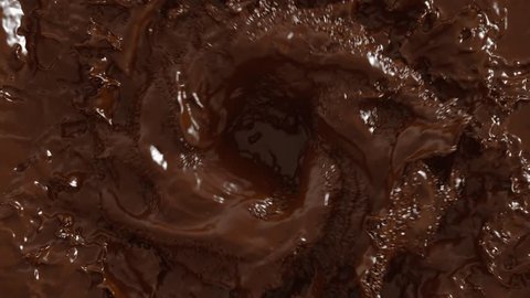 4K Close up of chocolate swirl animated loop. (HD, high definition 1080p, 4K UHD, ultra high definition 4096x2304, hidef, 1920x1080) seamless loop.