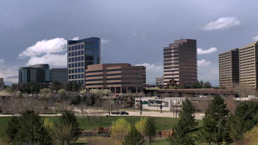 Corporate Business Park Time Lapse with Ominous Clouds in the Denver Tech