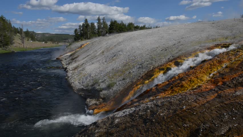 Wide angle shot of Firehole River Yellowstone National Park