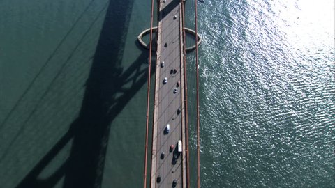Aerial view of traffic on Golden Gate Bridge, San Francisco, USA Stock Video