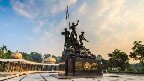 KUALA LUMPUR - SEPTEMBER 17, 2014: Hyperlapse on Malaysia National Monument also known as Tugu Negara in Kuala Lumpur, Malaysia. 