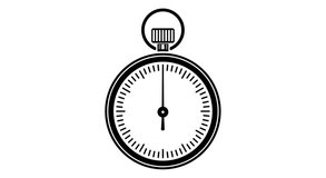 Animation of black timer icon on white back. Full HD video clip. One minute. Time is running. Tick-tock.