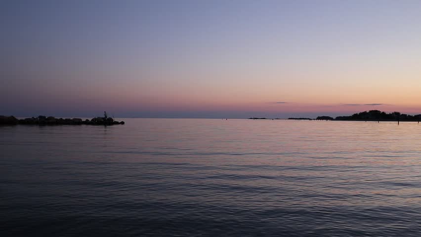 Sunset over Long Island Sound as seen from Clinton Town Beach, Clinton, Connecticut.