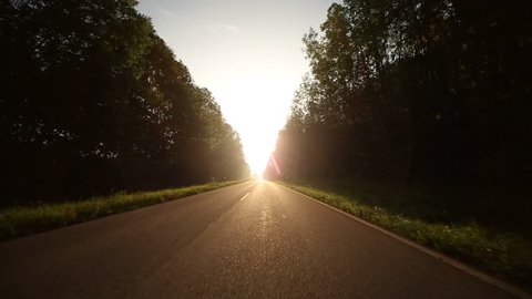 P.O.V. On-Board camera Video footage in HD - Driving on the Swabian Alb in Germany in the morning (With Canon 5D Mark III) pov with flare