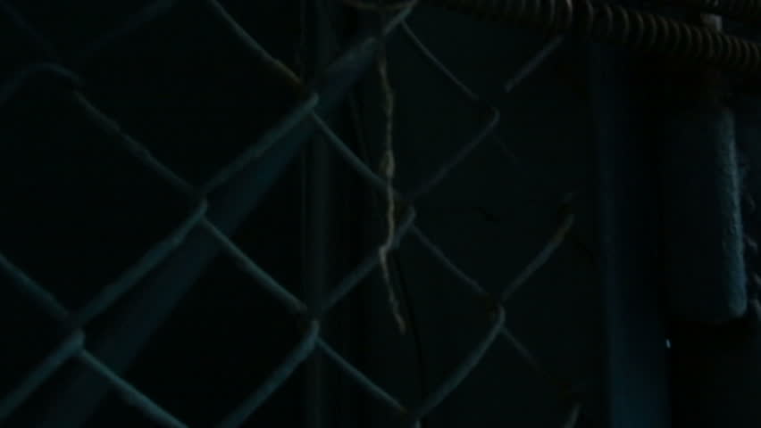 Street lamp in the iron grid
