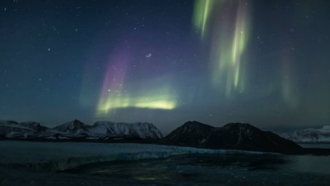 Northern Lights over the Arctic glacier