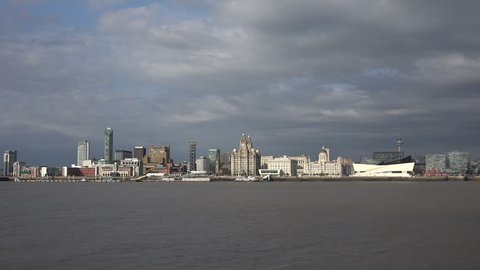 Liverpool UNESCO waterfront and skyline on the River Mersey, Merseyside, England