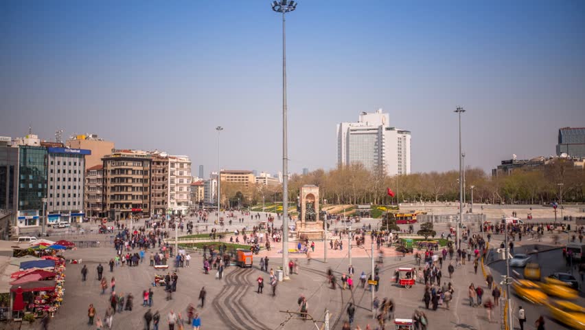 Istanbul taksim square street at day time lapse.