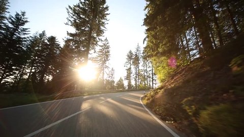 Video footage of driving on a country road in the black forest in germany