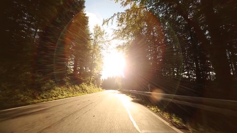 Video footage of driving on a country road in the black forest in germany