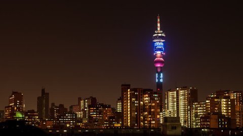 Johannesburg, Gauteng, South Africa - 26/07/2013    The Jo’burg skyline and the Hillbrow Tower in the mid city centre of Johannesburg.