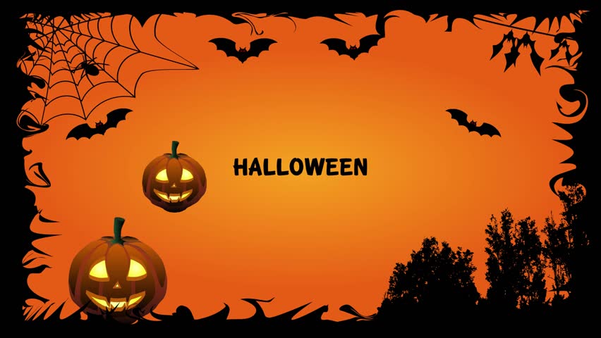 Orange Halloween Background with Pumpkins, Stock Footage Video (100%