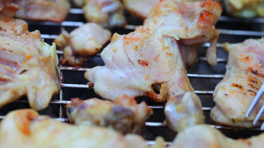 barbecue grill with chicken
