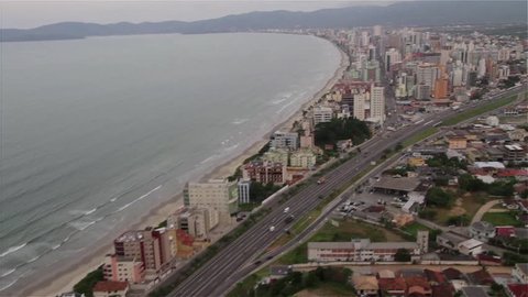Aerial view of the city of Itapema, Brazil - restaurants, food fruit of the sea, fishing industry, Santa Catarina
