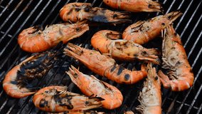 Grilled shrimp on the stove. HD