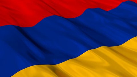 Flag of Armenia waving in the wind. Seamless looping. 3d generated.