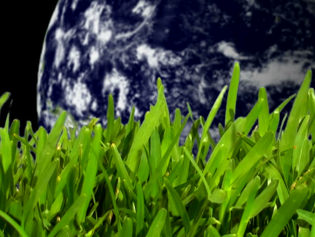 Earth spinning with grass foreground - NTSC