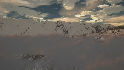 (1190) Snow Mountain Winter Wilderness Clouds Moon Leadership Alpine Challenge Stock Video