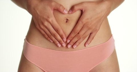 Asian Woman in Pink Underwear Holding Stomach Stock Image - Image of belly,  healthy: 47559245