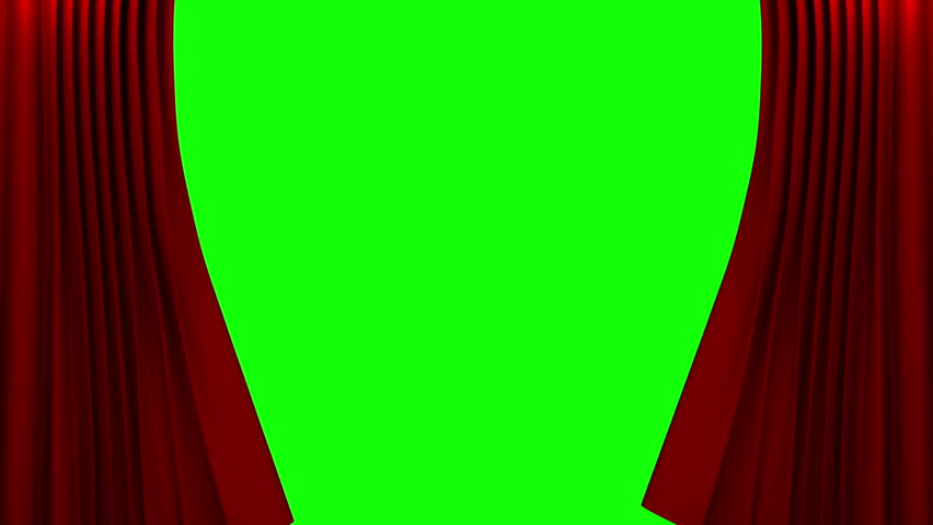 red Curtain move slightly and open with green screen for use as opening scene 