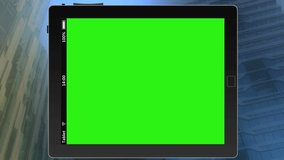 Tablet with green screen, landscape size